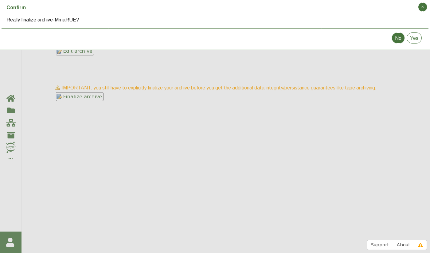 Screenshot of page which allows user to modify, preview, and finalize creation of public archive